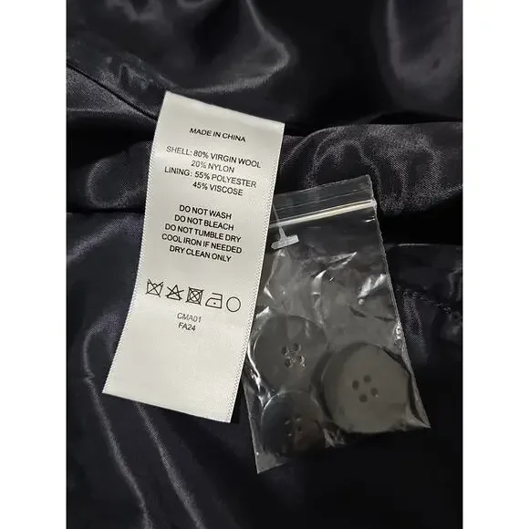 NWT Quince Italian Wool Double Breasted Coat Womens Medium Navy MSRP 190 - Picture 10 of 12